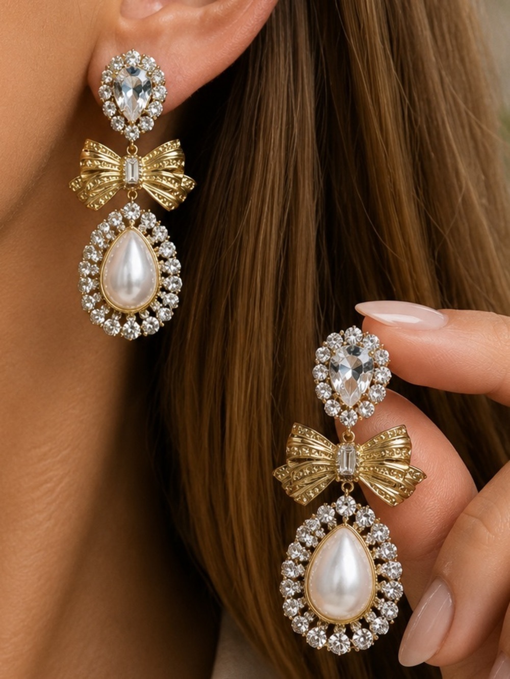 Elegant Gold and Pearl Earrings